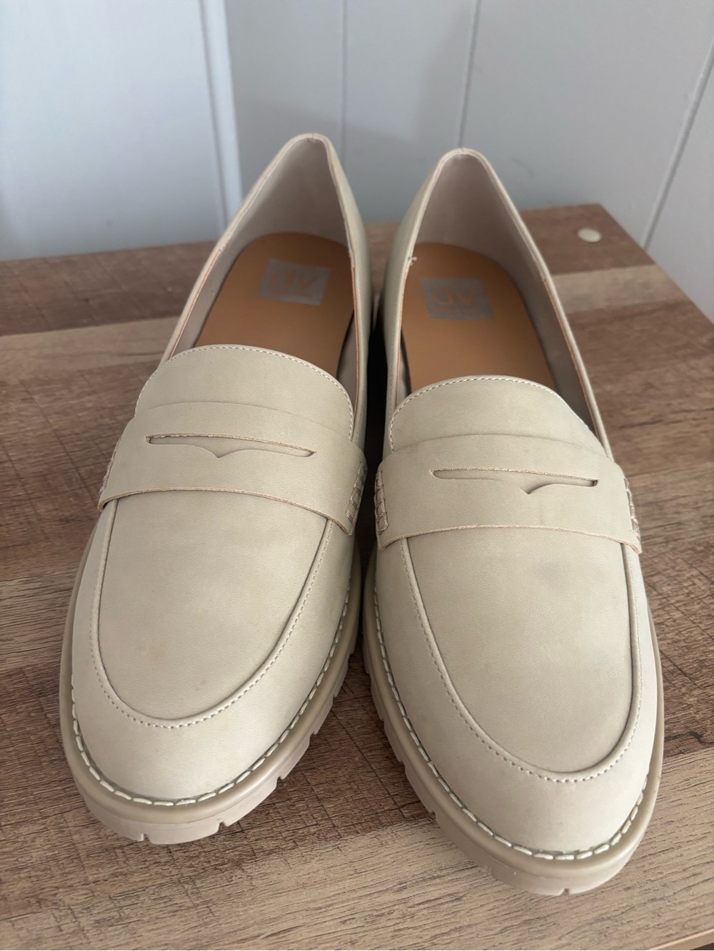 Dolce Vita Cream Penny Loafers with Lug Sole
